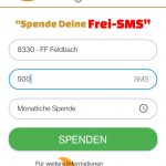 gewünschte Feuerwehr, sowie Höhe der zu spendenden SMS auswählen, Wunschintervall festlegen